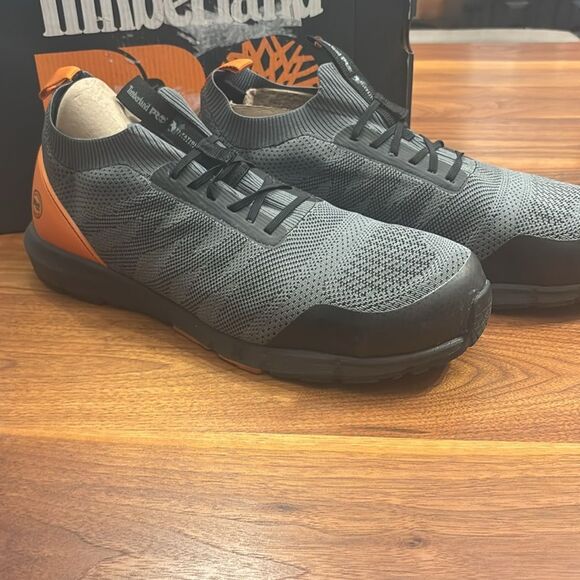 Timberland Pro Orange Gray Radius Knit Slip On Composite Safety Toe Shoe Size 14 - Picture 2 of 13